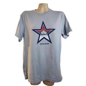 Eddie Bauer Mens M Legendwash Light Blue Mountain Star Graphic T-Shirt Short Slv